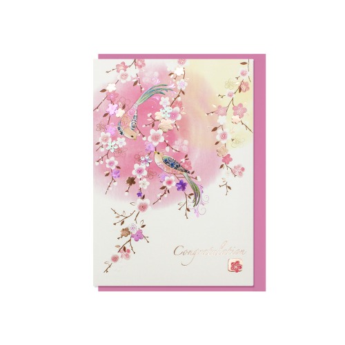 [인쇄용] 025-SG-0100 / 전통 핑크 축하카드